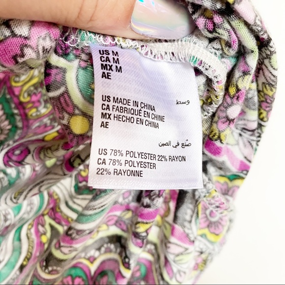 INC International Concepts Paisley Ruched Top Size Medium - Picture 7 of 9